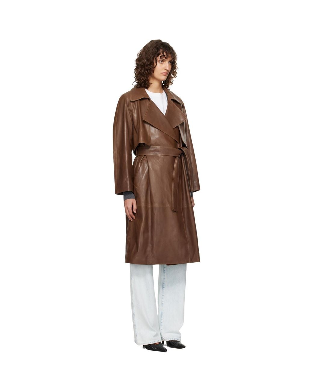 Nour Hammour Black Cisley Leather Trench Coat