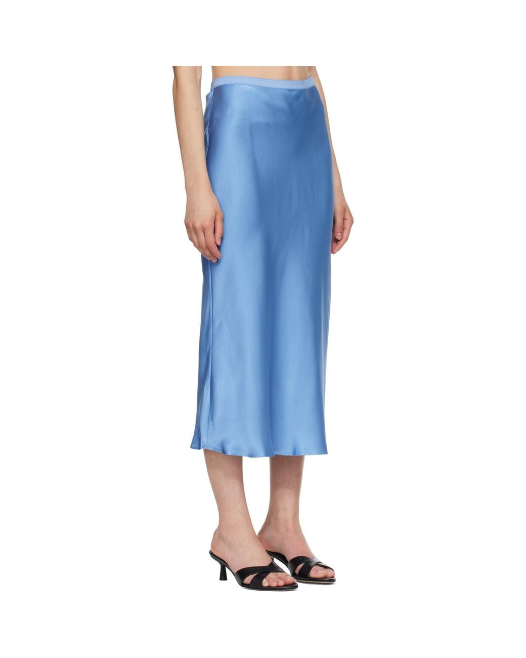 Anine Bing Blue Bar Silk Midi Skirt