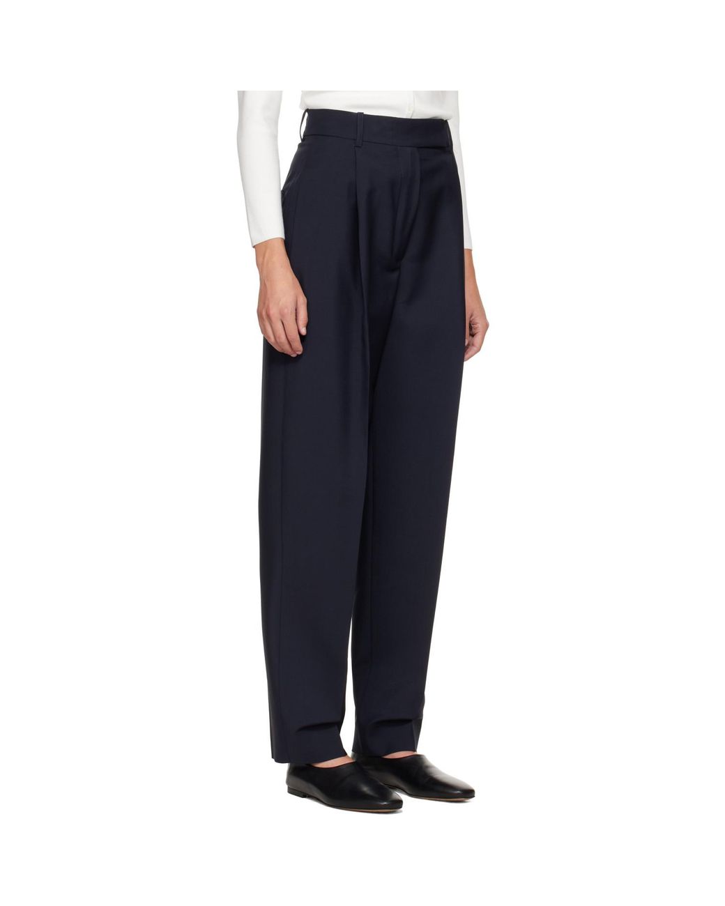 Rohe Blue Daria Single Pleat Tapered Trousers