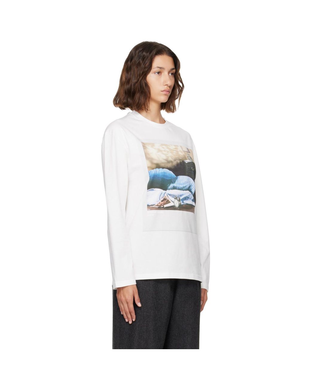 Jil Sander White Off- Photograph Long-Sleeve T-Shirt