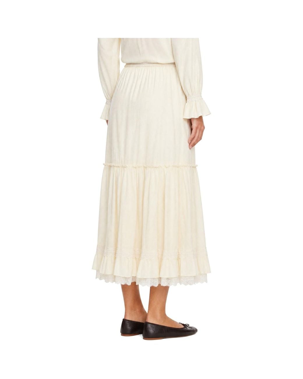 Ganni Natural Off- Washed Flyweight Nylon Midi Skirt