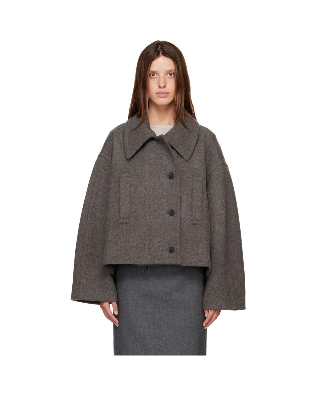 R2W Brown Palma Wool Cash Double Short Jacket