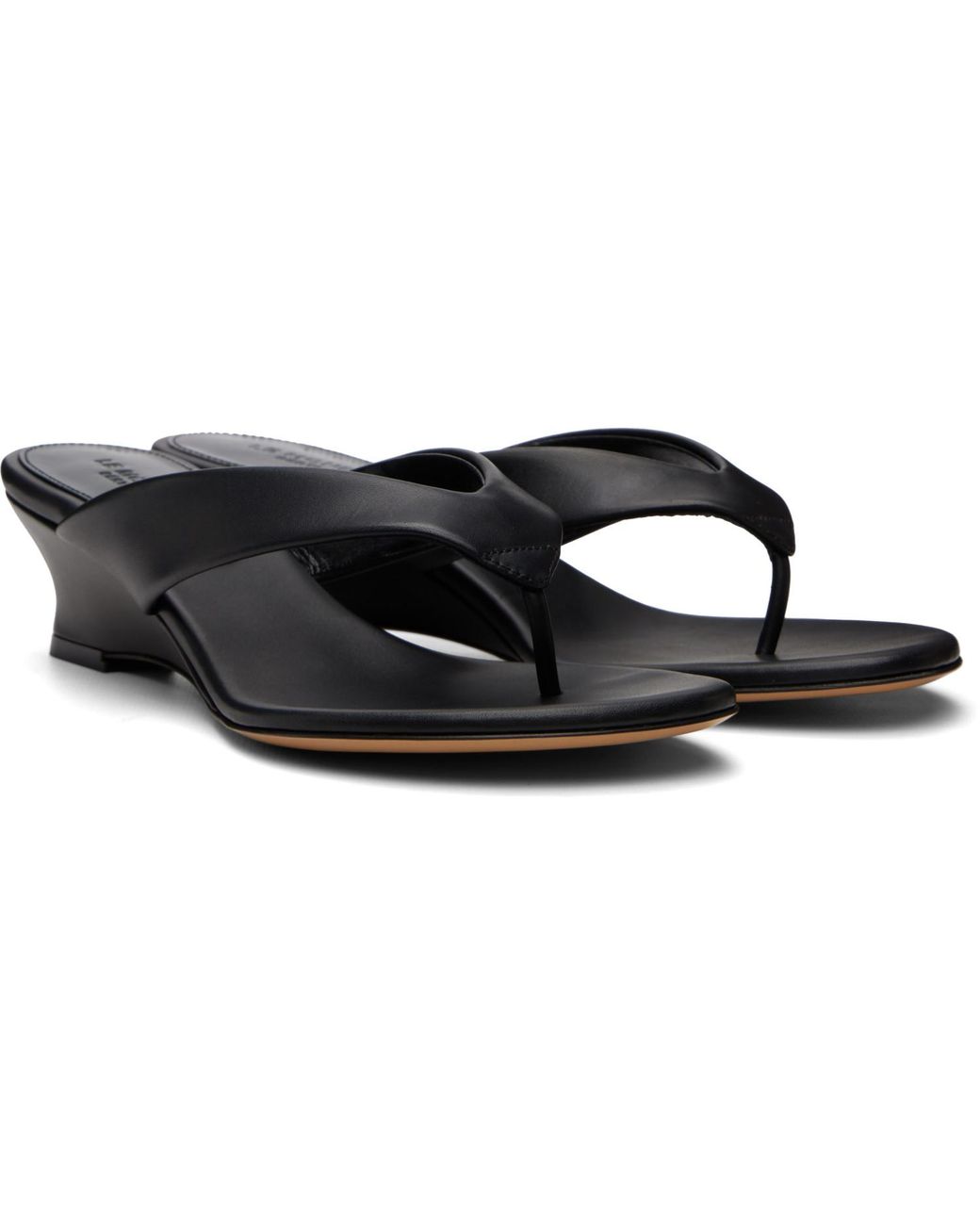 Le Monde Beryl Black Micro Wedge Thong Heeled Sandals