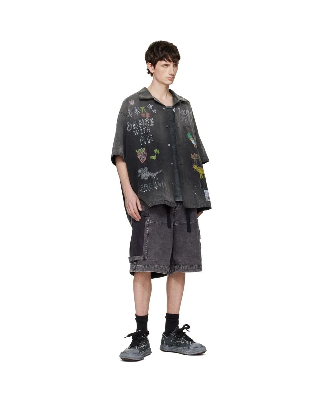 Maison Mihara Yasuhiro Black 'Peterson23' Og Sole Ripped Overdye Canvas Sneakers for men