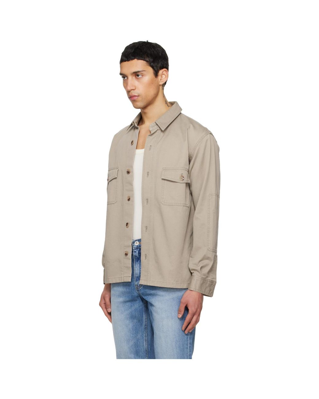TONYWACK Black Washed Cotton Twill Overshirt for men
