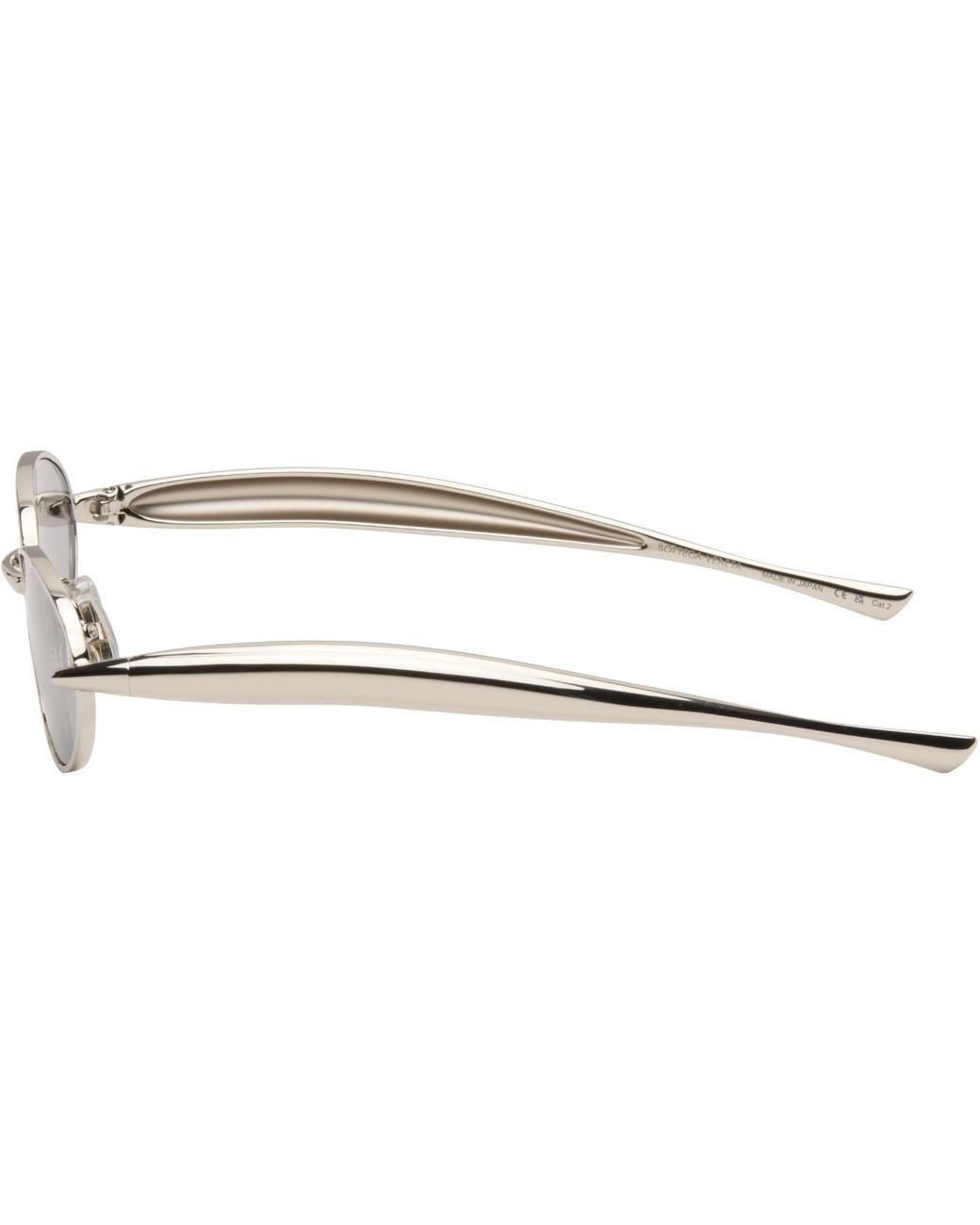 Bottega Veneta Black Sardine Oval Sunglasses for men