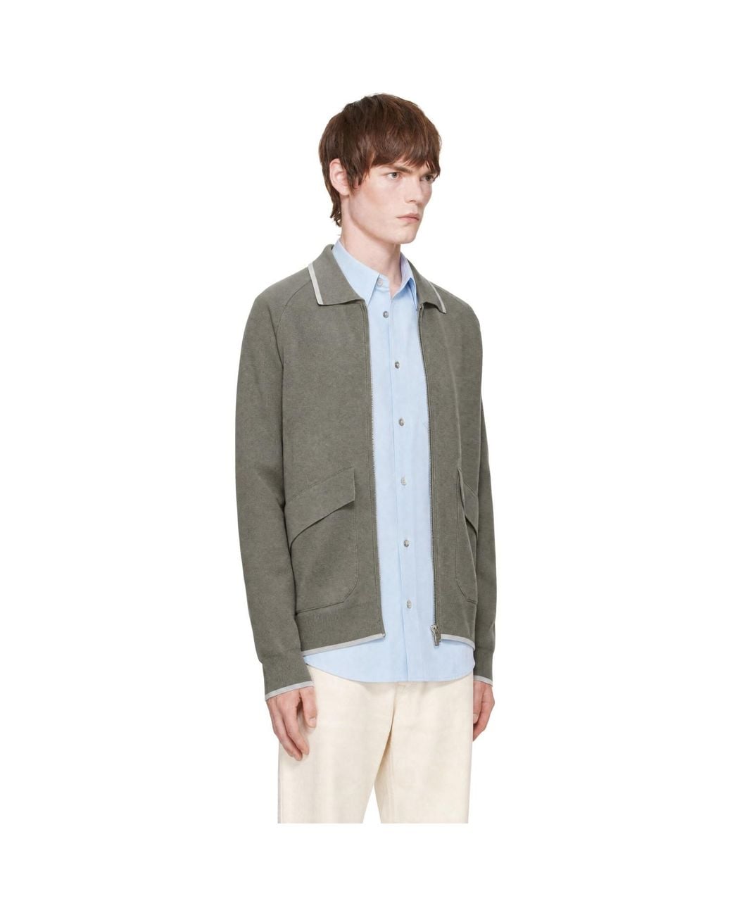 Maison Kitsuné Gray 'Maison Kitsune Paris' Flap Pocket Jacket for men
