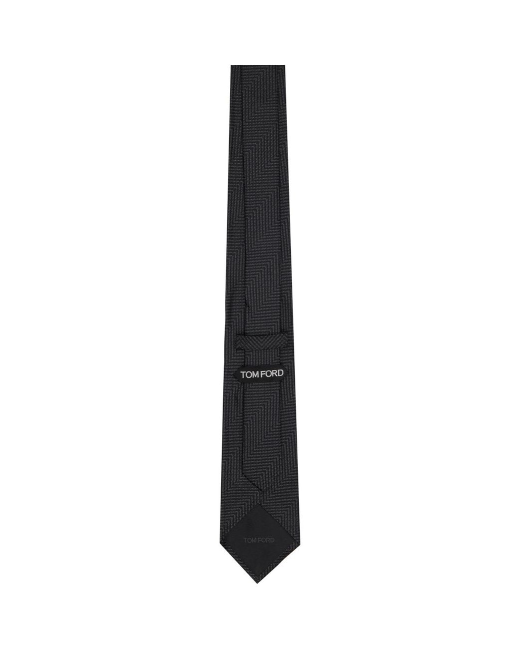 Tom Ford Black Mouline Herringbone Tie for men