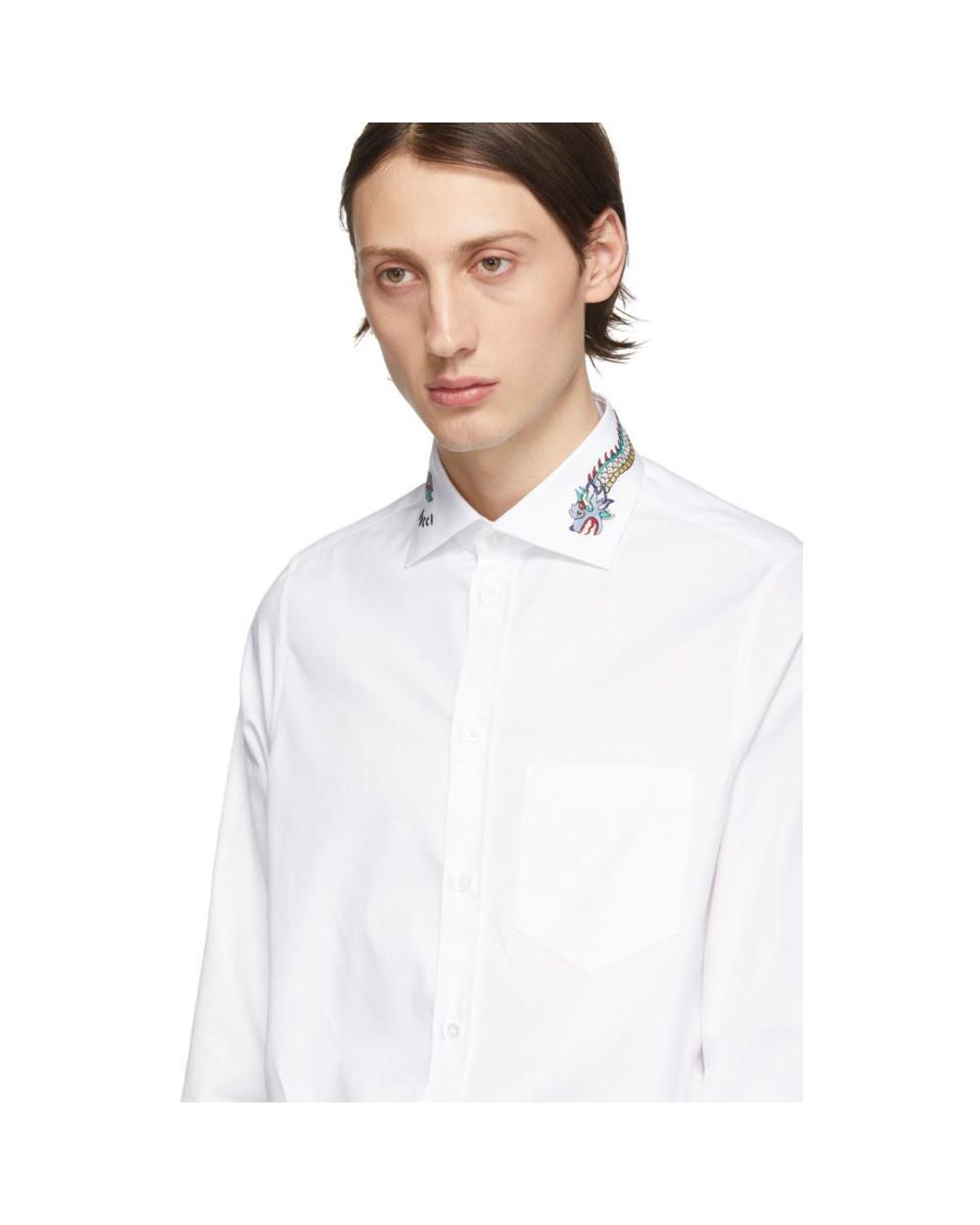 Chemise blanche Dragon Collar Gucci pour homme en coloris Blanc | Lyst