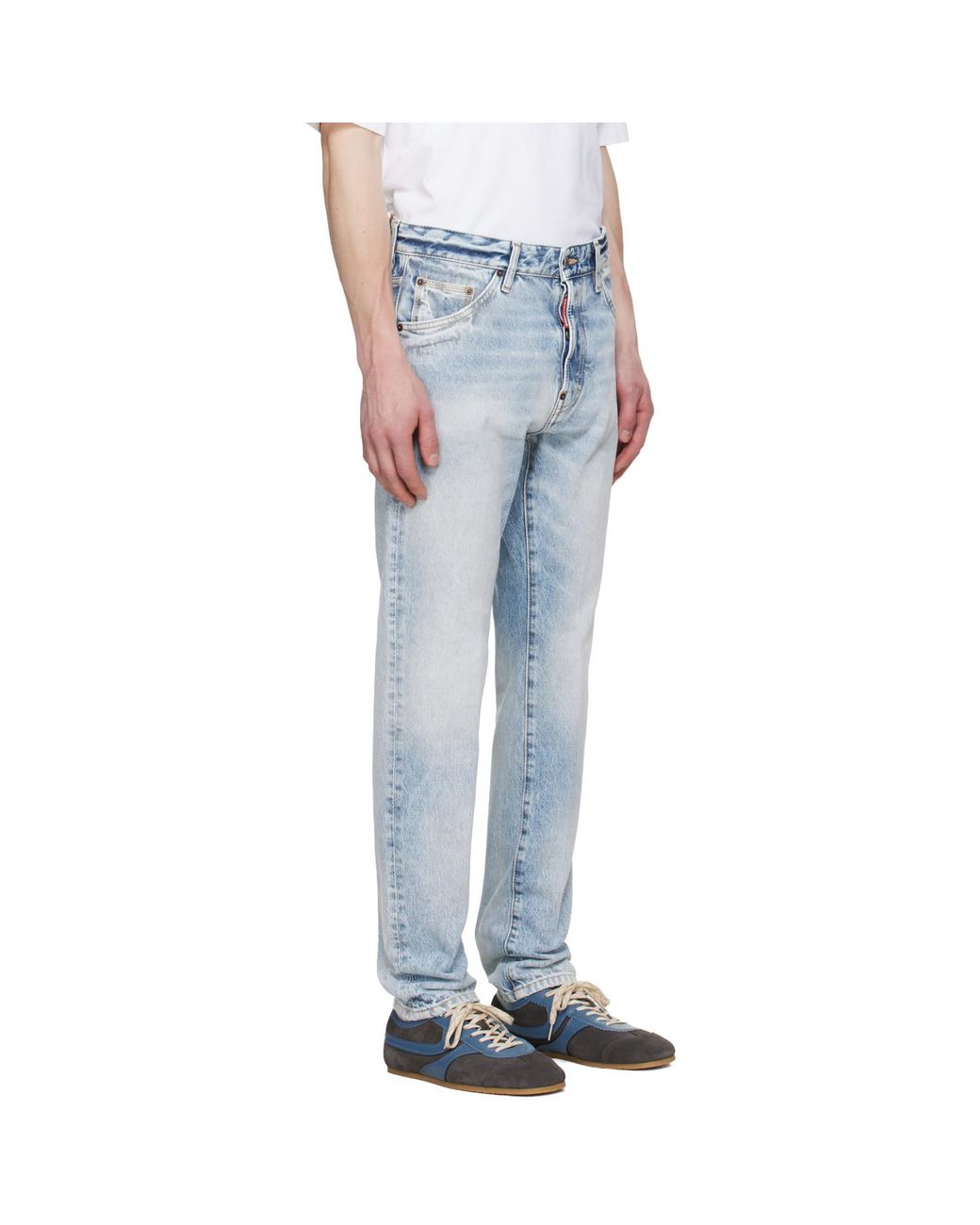DSquared² Blue Light Diagonale Wash Teddy Jeans for men