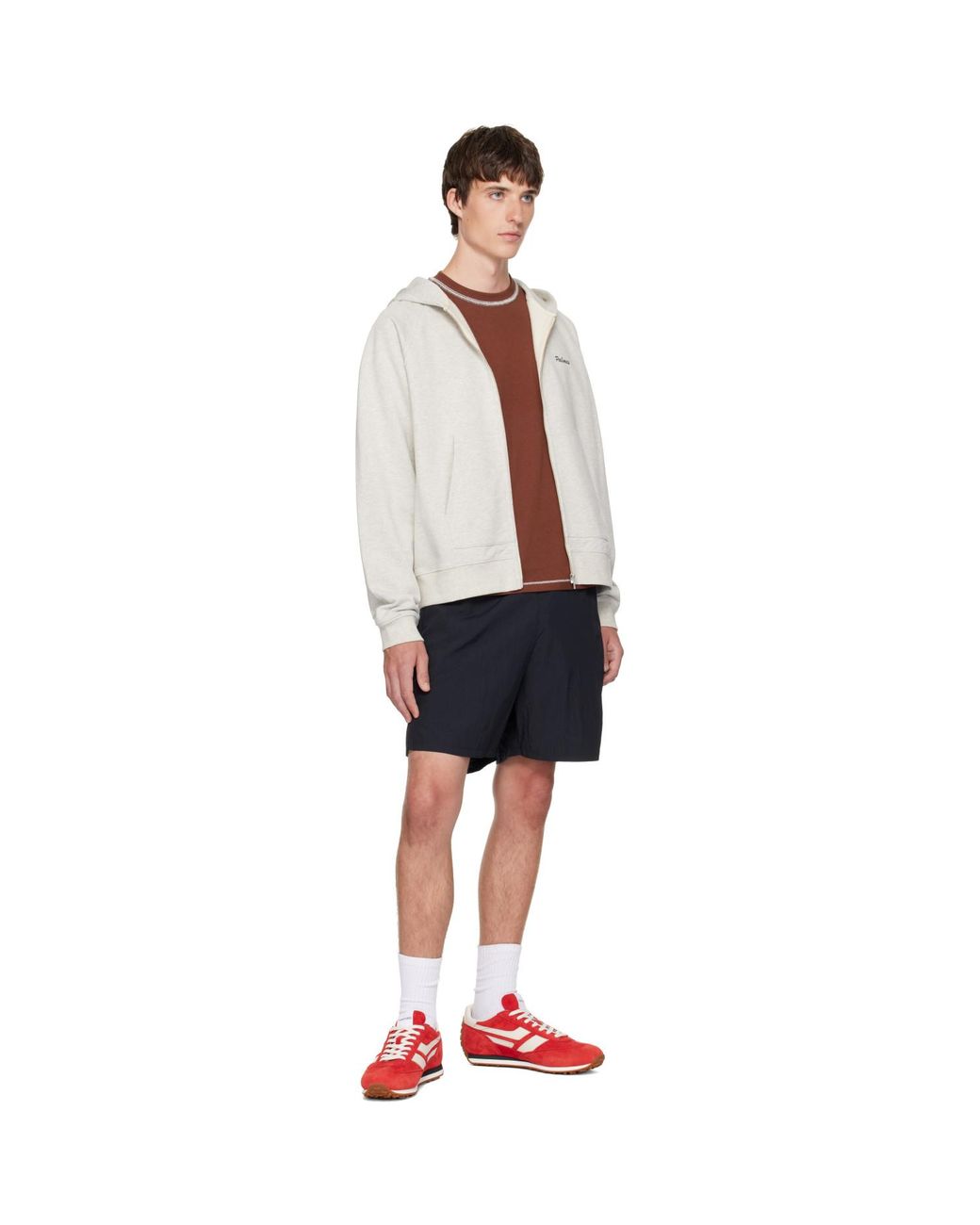 Palmes Red Logo Zip Hoodie for men