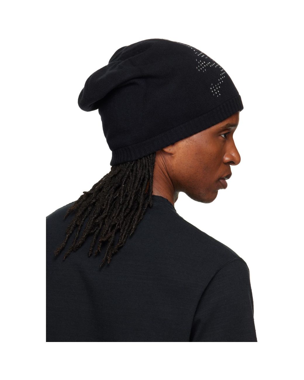 MASTERMIND WORLD Black Beaded Beanie for men