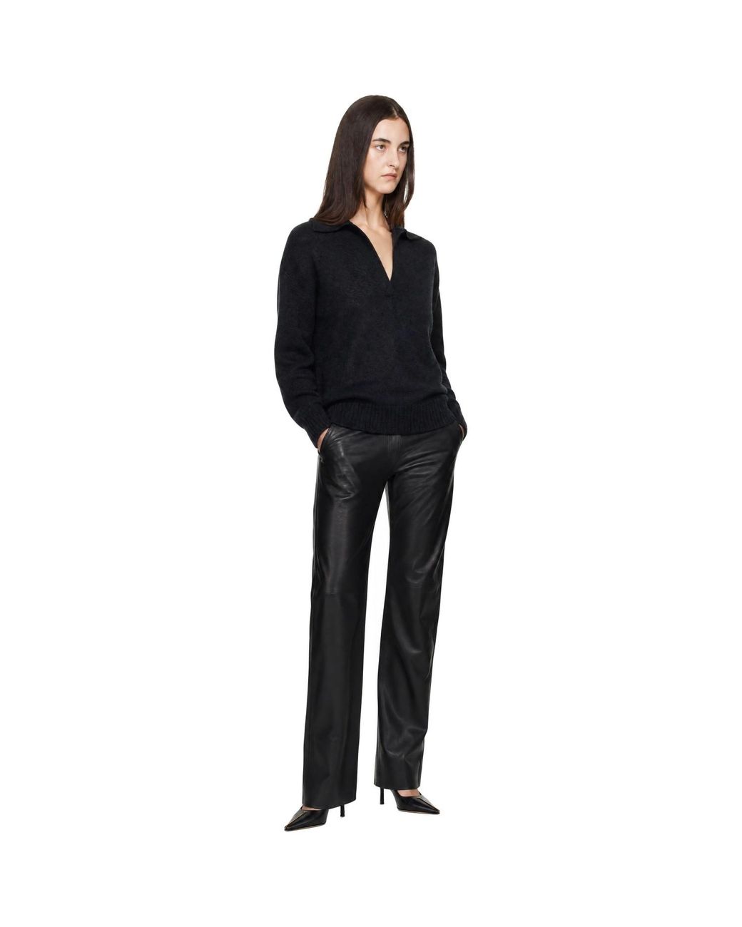 Tom Ford Black Five-Pocket Leather Trousers