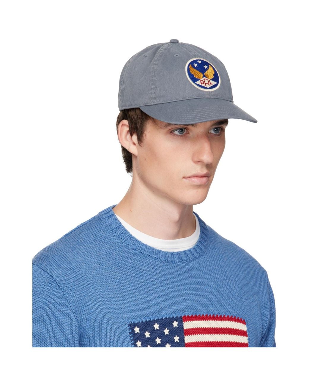 RRL Blue Winged-Logo Twill Ball Cap for men