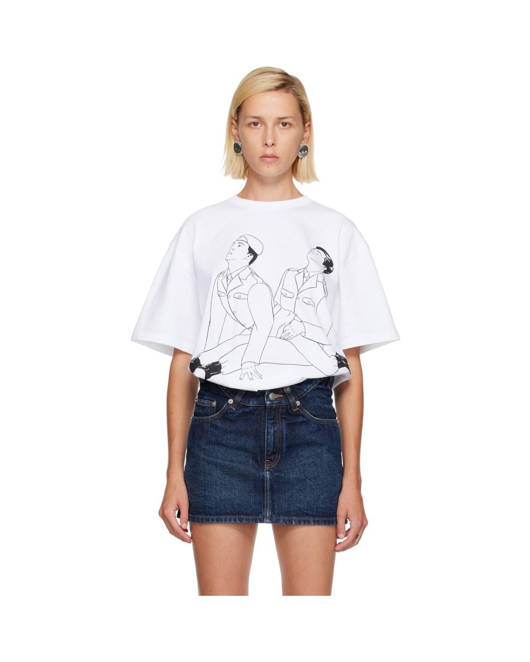 Jean Paul Gaultier White Cotton Jersey Oversized Printed Kamasutra T-Shirt