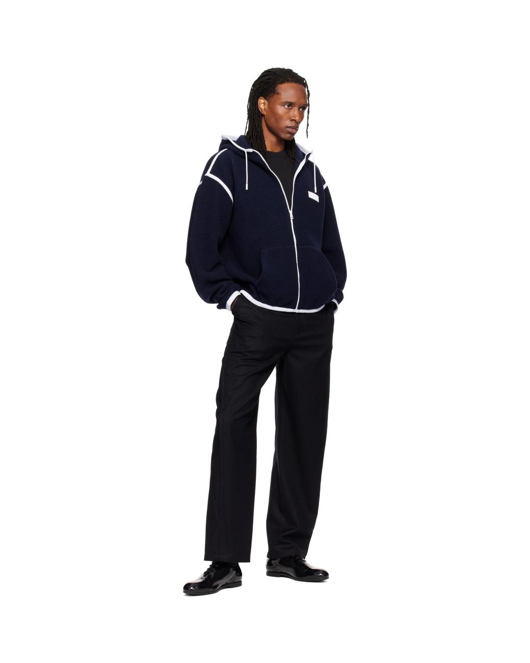 Givenchy Blue Fleece Gros Grain Detail Jacket for men