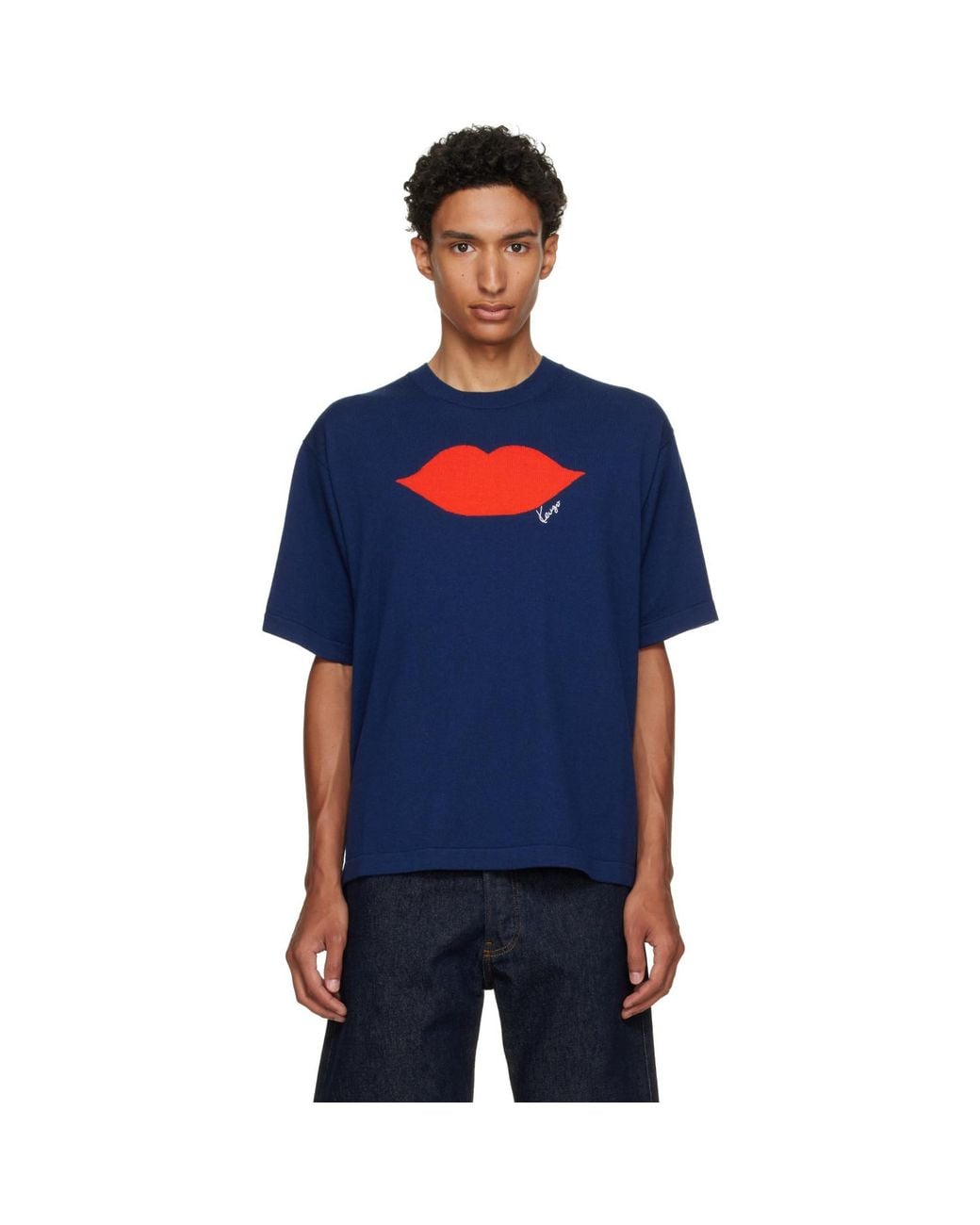 KENZO Blue Paris Loves' Knitted T-Shirt for men