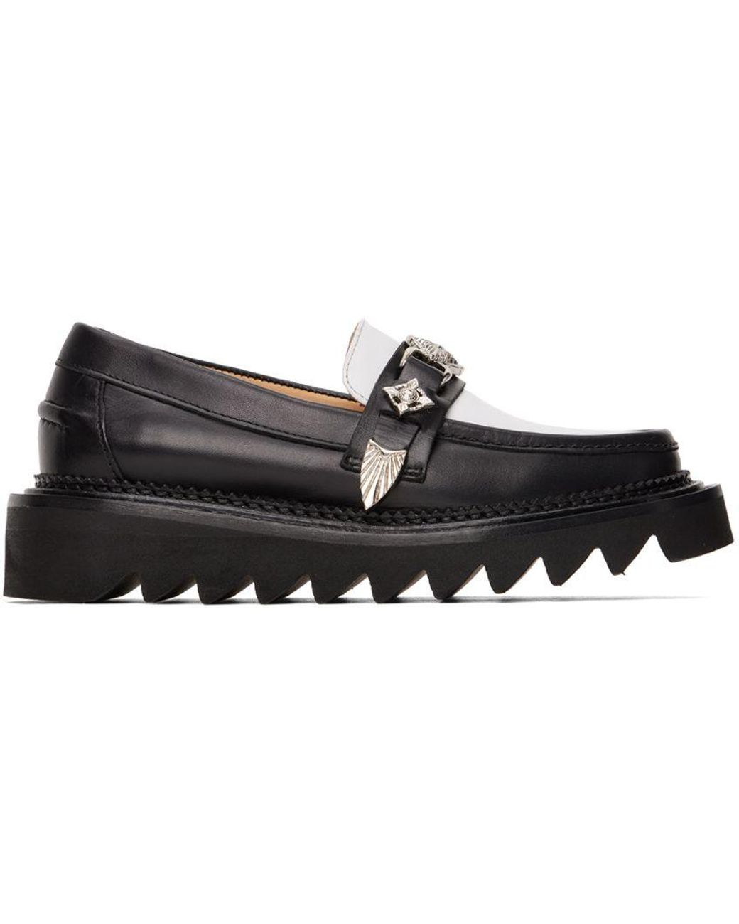 Toga Black Leather Loafers | Lyst
