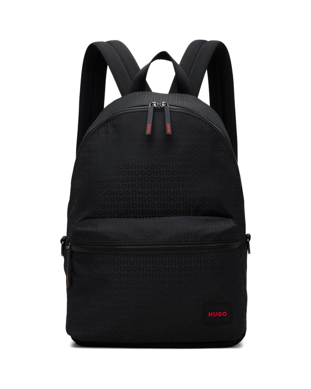 HUGO Black Jacquard Backpack for men