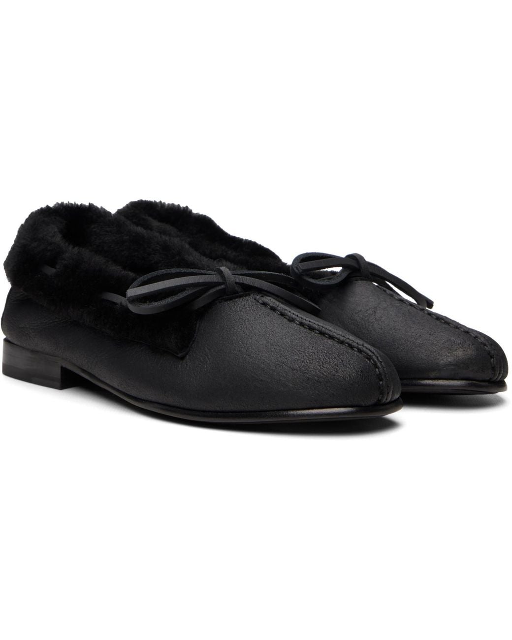 Hereu Black Tilla Shearling Loafers