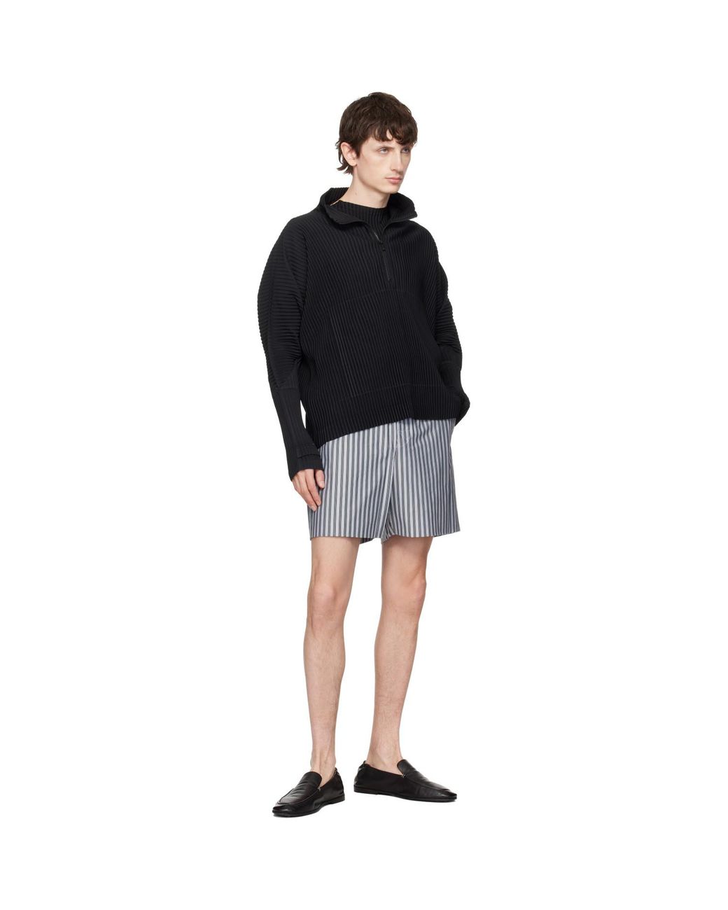 Homme Plissé Issey Miyake Blue Stripe Jersey Shorts for men