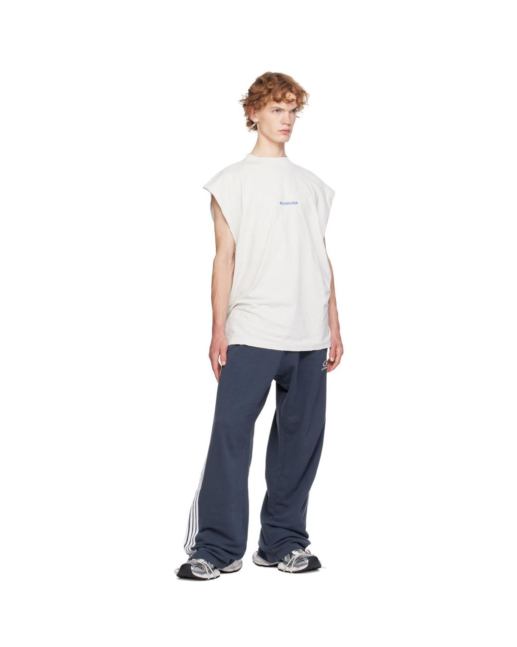 Balenciaga White Off- Back Sleeveless T-Shirt for men