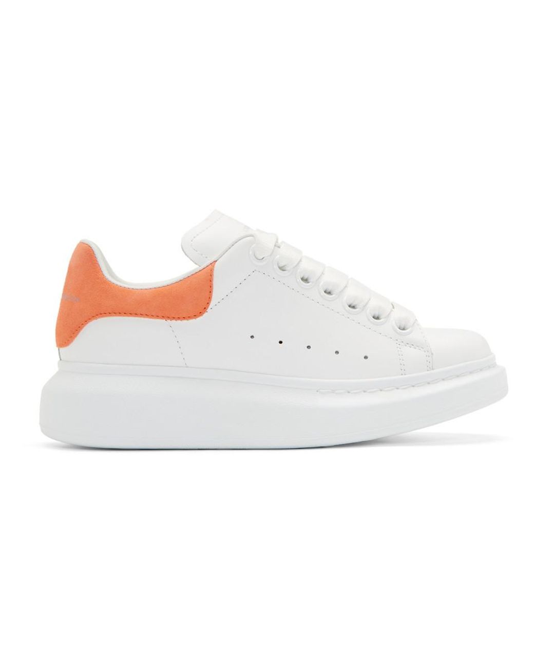 Alexander McQueen White And Orange Oversize Sneakers | Lyst