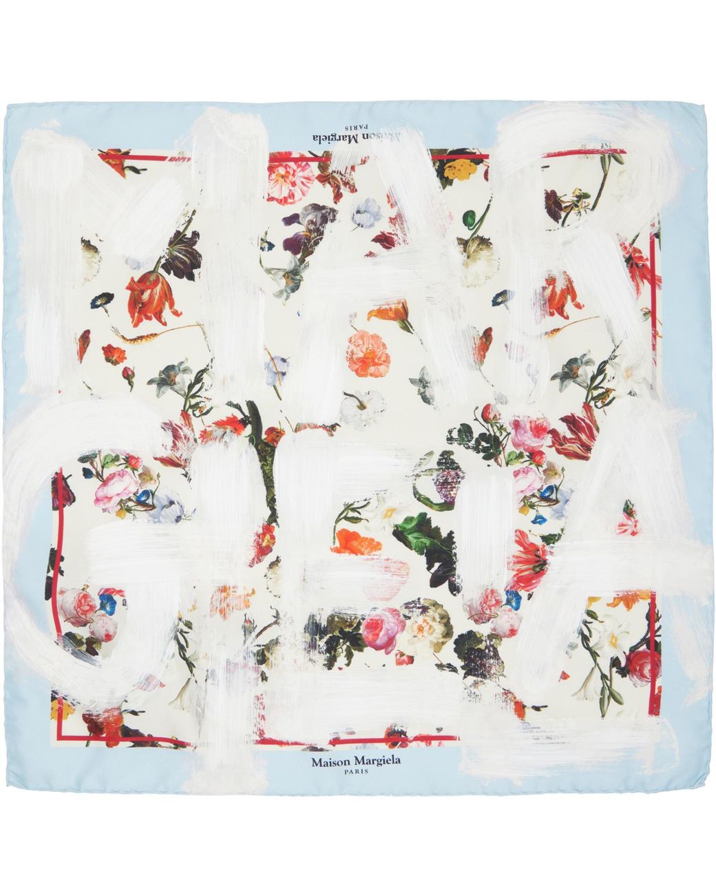 Maison Margiela White Printed Silk Foulard Scarf