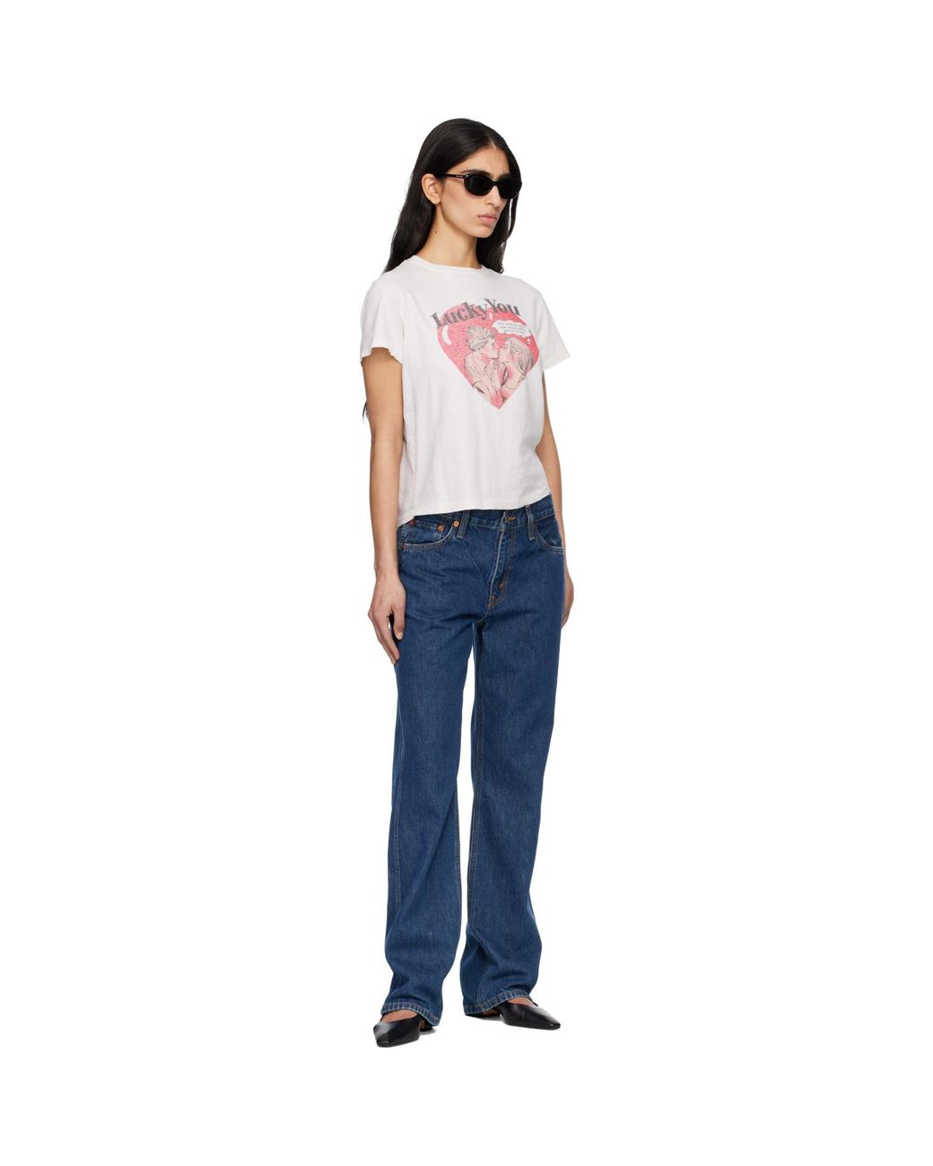 Re/done Blue 90S Mid Rise Loose Jeans