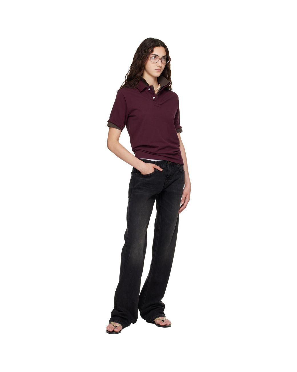Raimundo Langlois Purple Burgundy Layered Polo