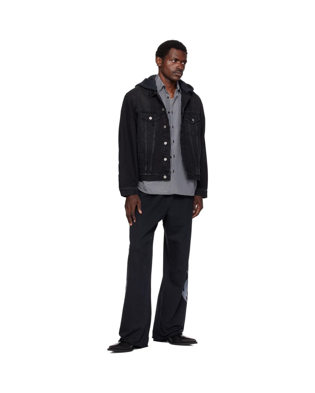 Vetements Black Detachable Hood Denim Jacket for men