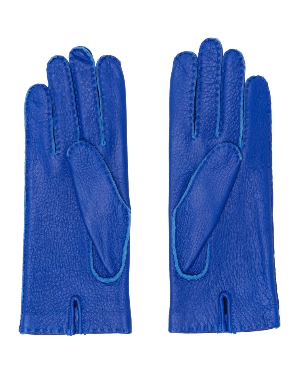 AMI Blue Grained Leather Gloves