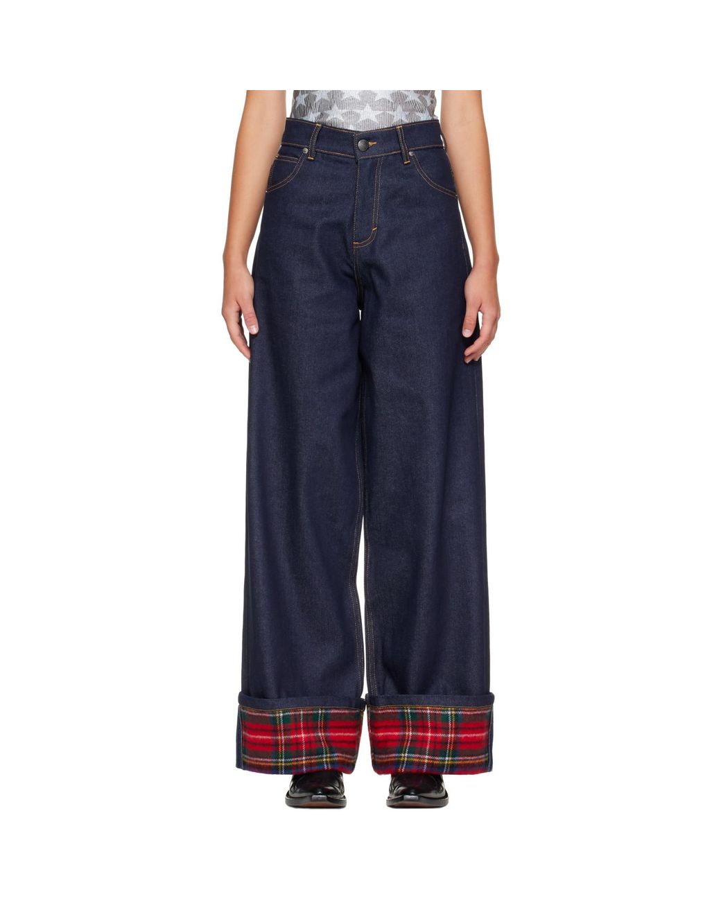 Charles Jeffrey Blue Scarf Wide Jeans
