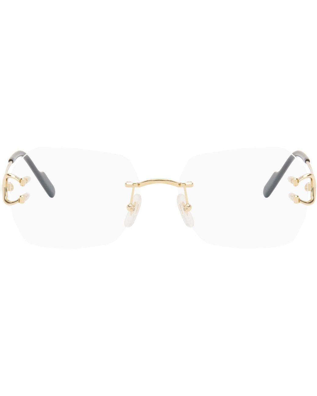 Cartier Black 'C De Square Rimless Glasses