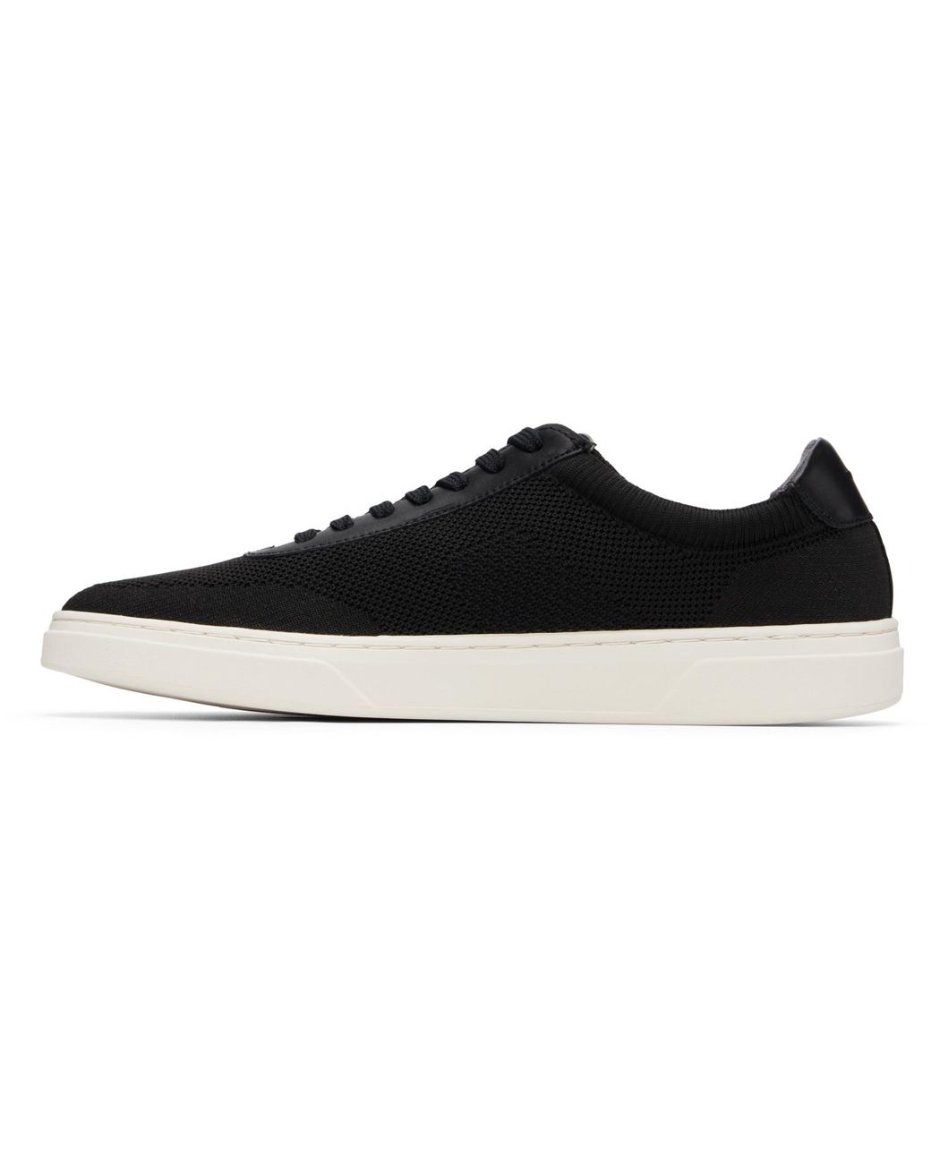 Boss Black Lace-Up Leather Trim Knitted Sneakers for men
