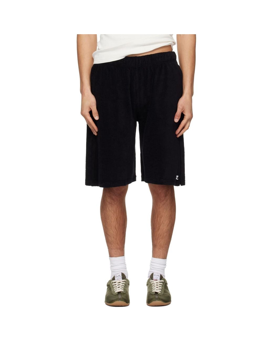 Courreges Black Spongy Sports Shorts for men