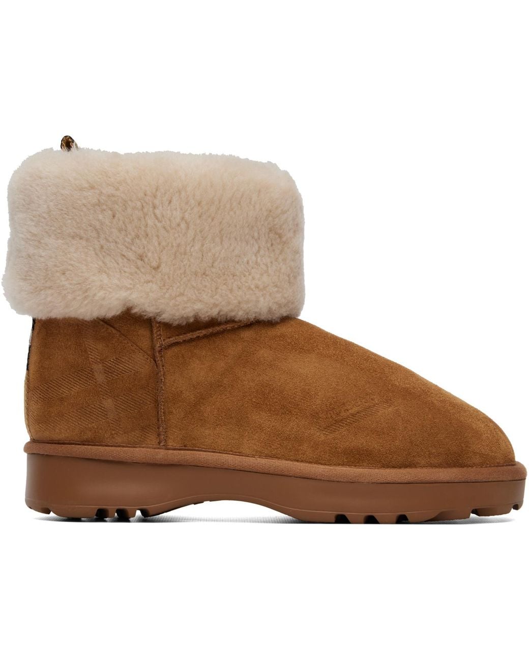 Burberry Brown Tan Check Shearling Flint Ankle Boots