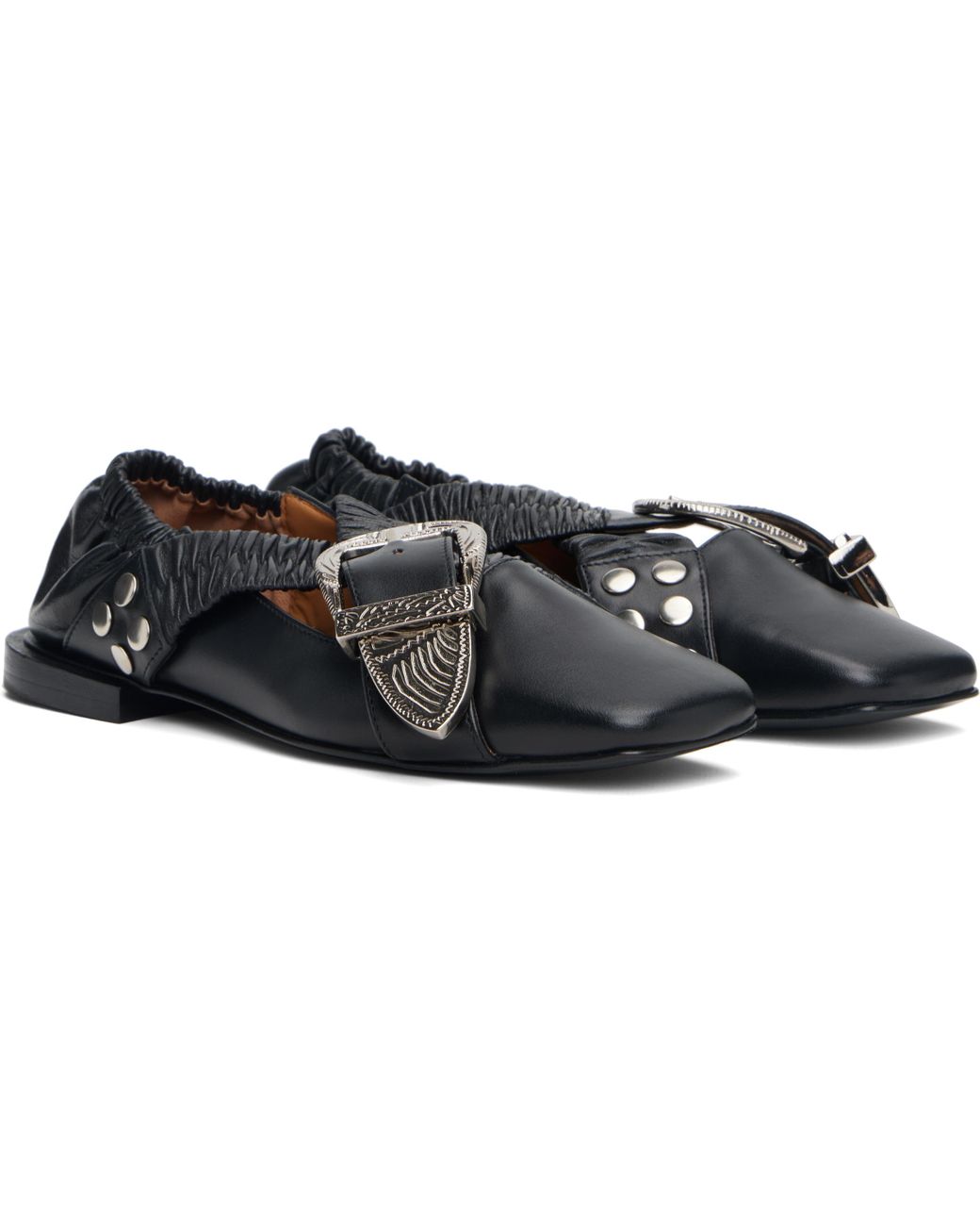 Toga Black Cross Strap Ballerina Flats