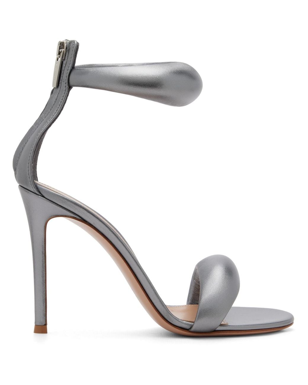 Gianvito Rossi Metallic Gunmetal Bijoux Heeled Sandals