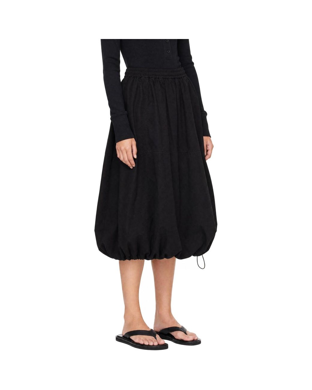 YMC Black Parachute Midi Skirt