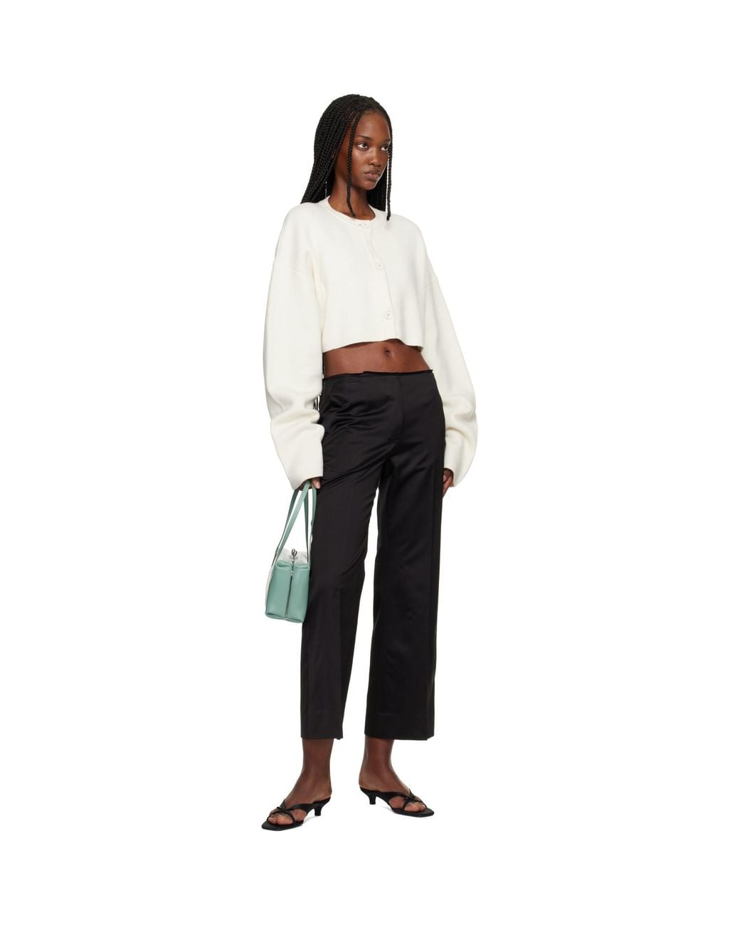 Totême Black Off- Cropped Oversized Cardigan
