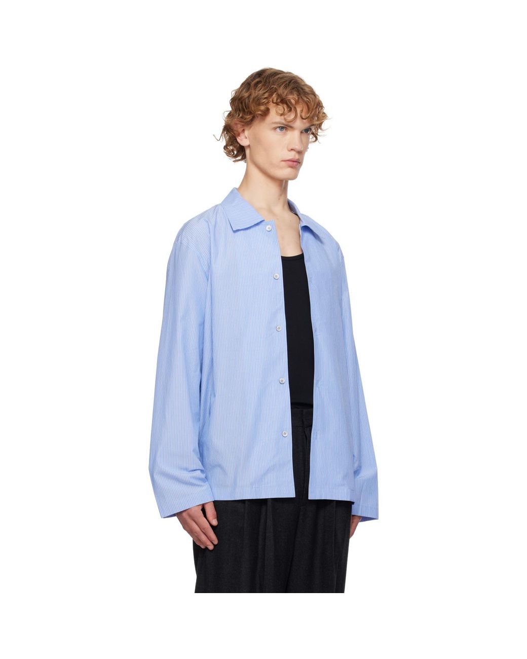 LE17SEPTEMBRE Blue Striped Pyjama Shirt for men