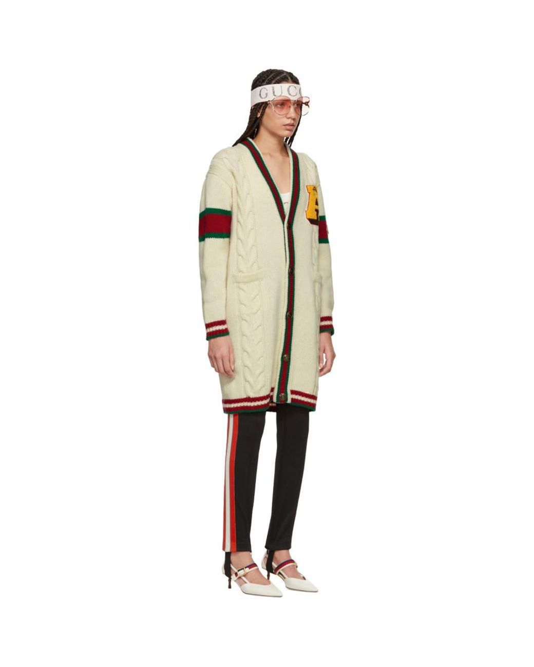 Gucci White Wool Guccy Tiger Cardigan | Lyst