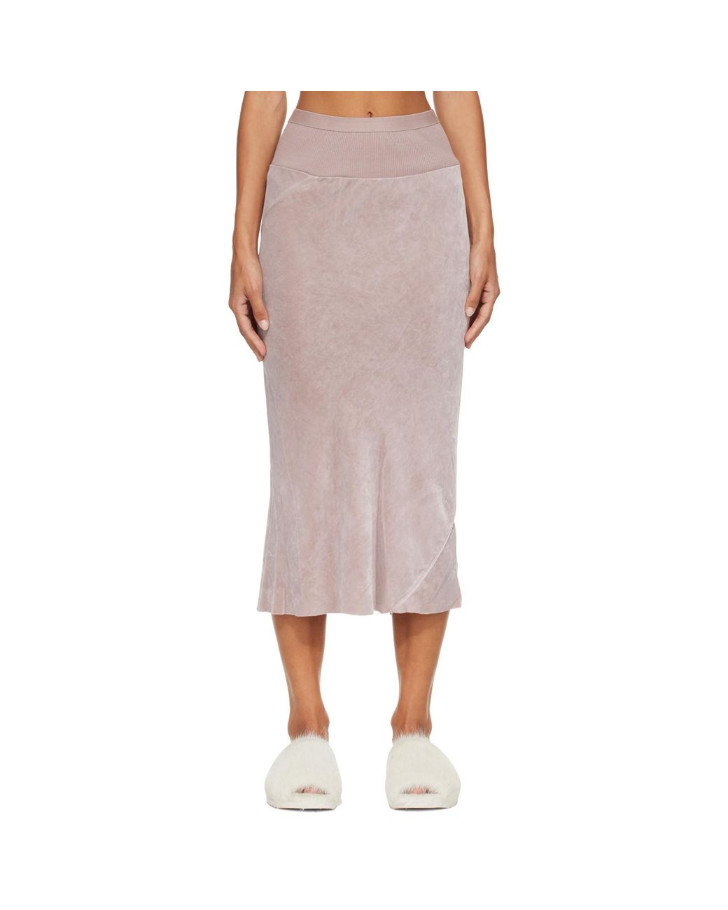 Rick Owens Pink Tower Knee Bias Midi Skirt