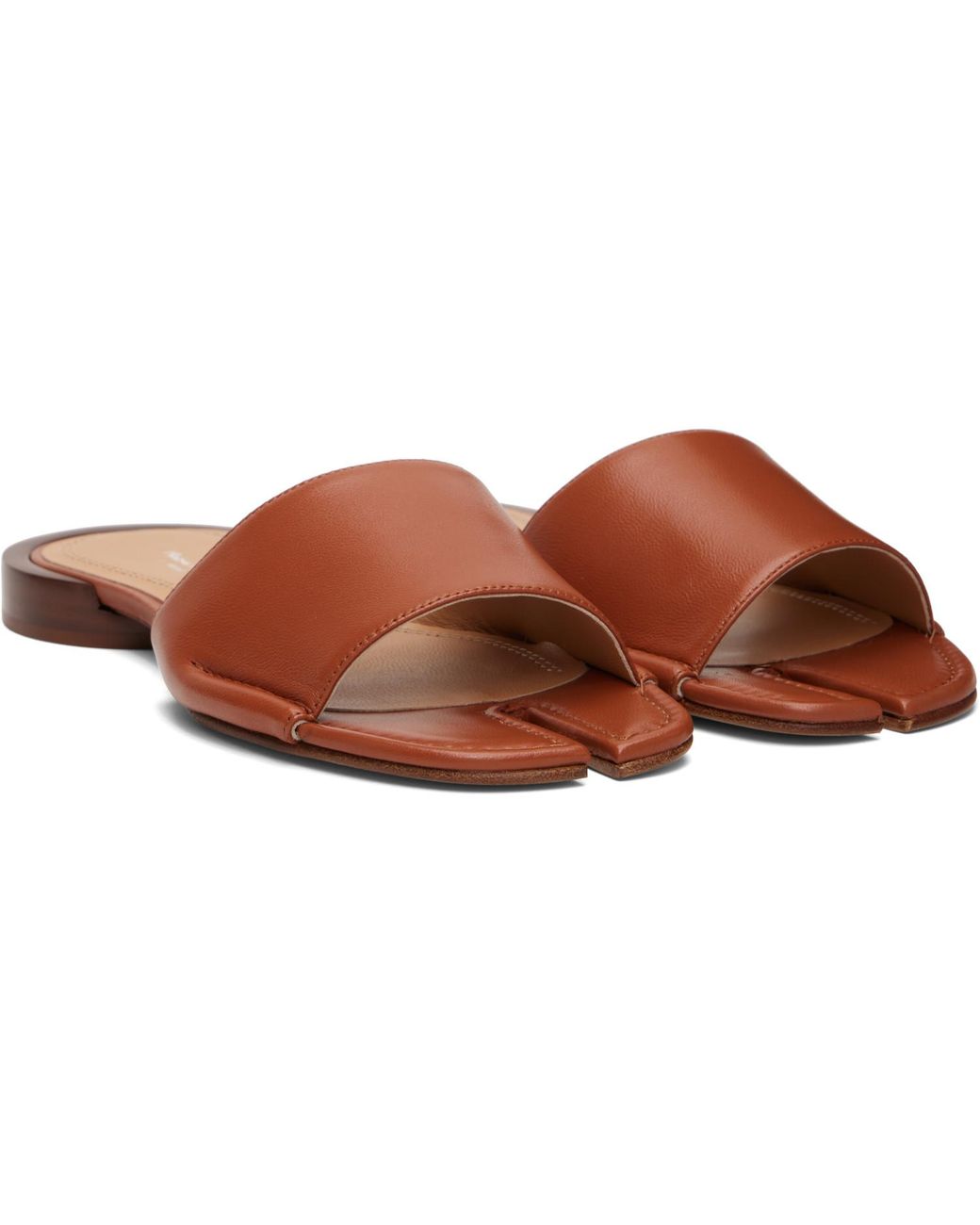 Maison Margiela Brown Tan Tabi Flat Mule Sandals