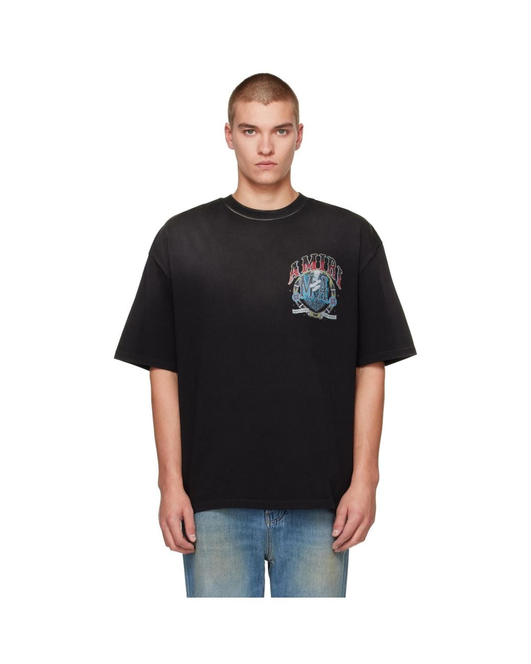 Amiri Black Crystal Hollywood T-Shirt for men