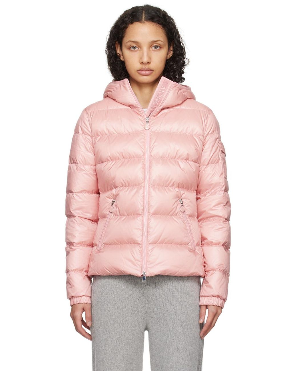 【関税込み】Moncler ピンク Gles ダウンジャケット Moncler Gles フーデッド パデッドジャケット | ピンク