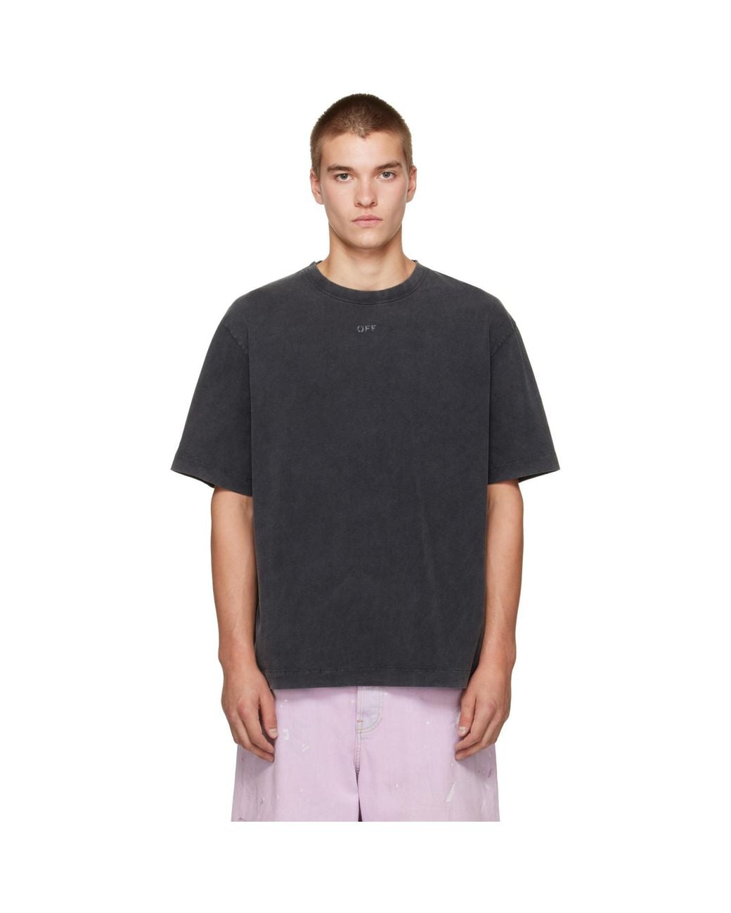 Off-White c/o Virgil Abloh Black Swimming Face Skate S/S T-Shirt for men
