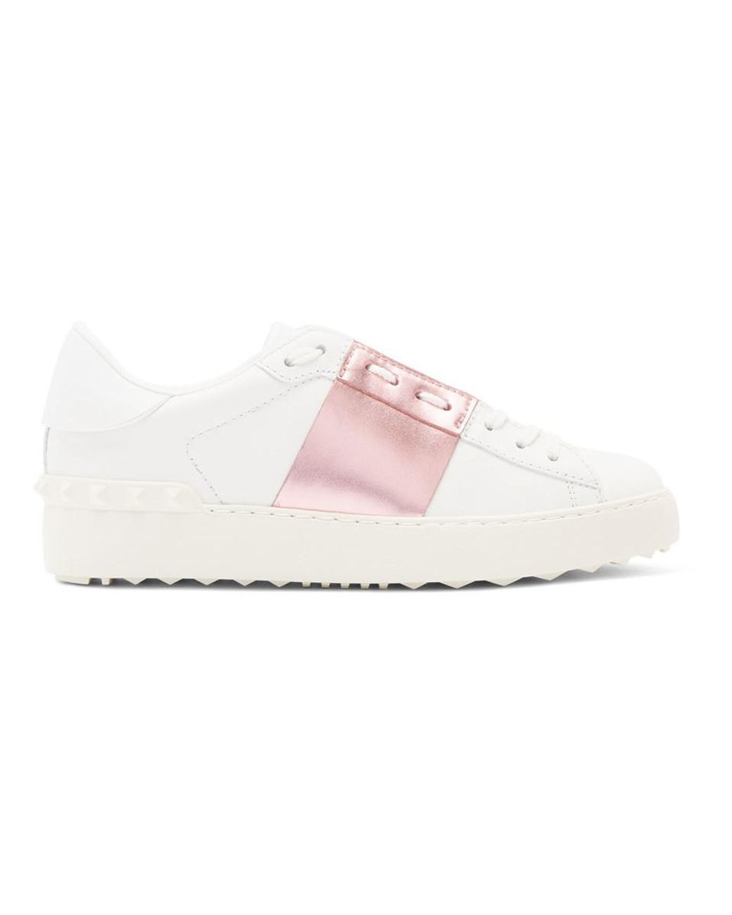 Valentino Leather White And Pink Garavani Open Sneakers - Lyst
