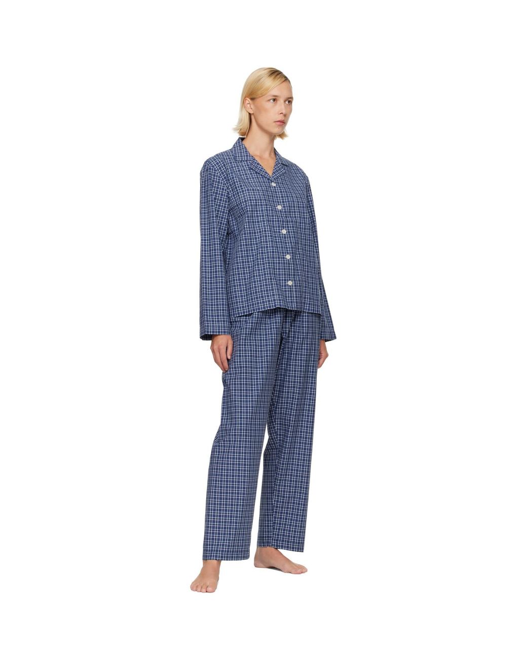 Tekla Blue Fine Twill Pyjama Pants